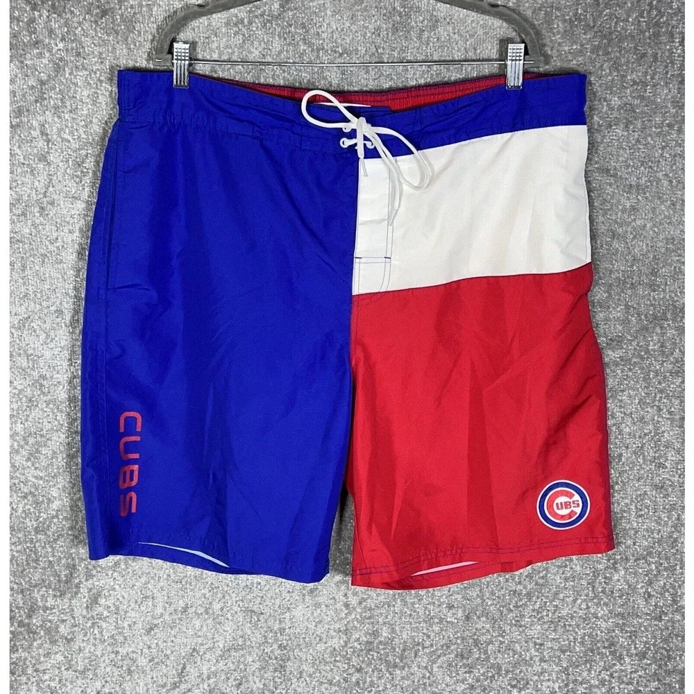 Glll Sports‎ By Carl Banks Chicago Cubs Swim Trunks Mens Size 3XL Red White Blue